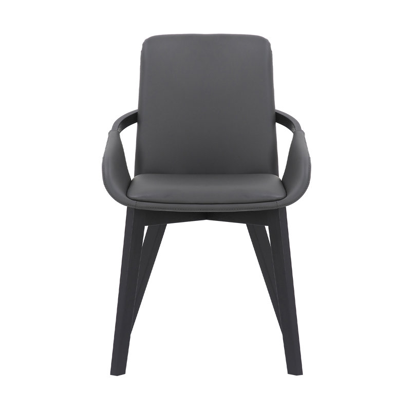 Chaise avec accoudoirs en lin Allis, Similicuir gris