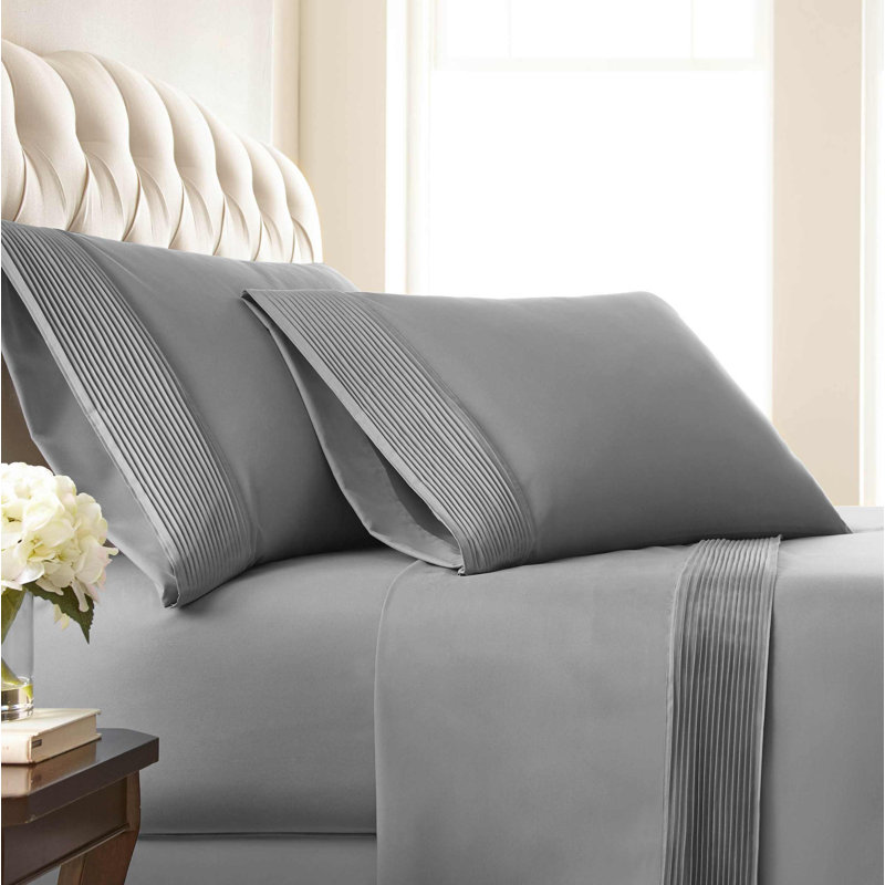 Deux taies d'oreiller à ourlet plissé en microfibre Eldon par Southshore Fine Linens, Grand, Gris