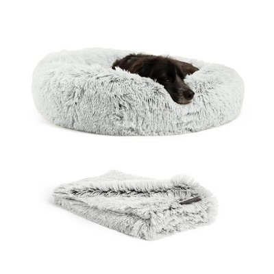 Best Friends by Sheri Bundle The Original Calming Shag Donut Cat and Dog Bed + Throw