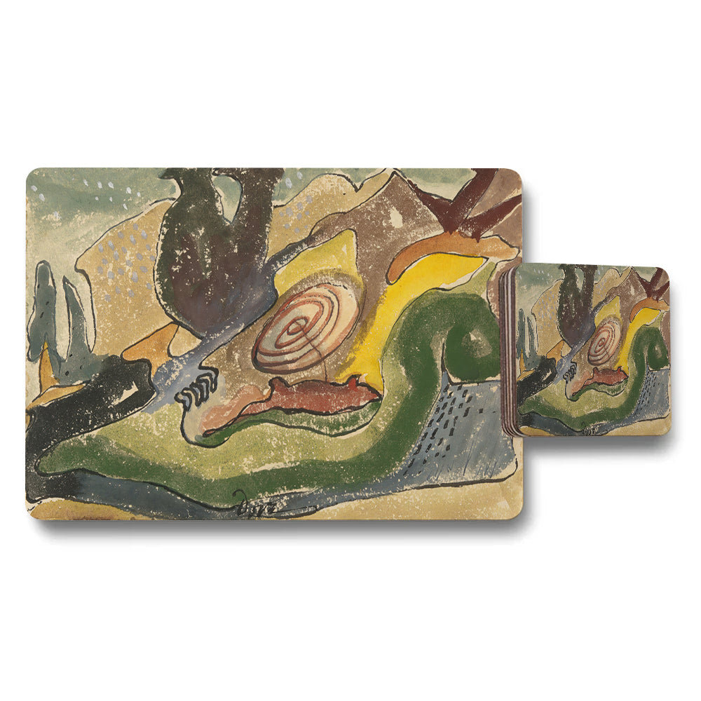 Abstract Art Placemat And Coaster Set Colorful Landscape Design