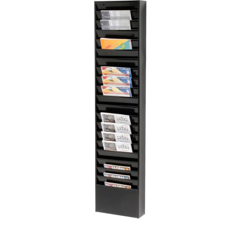 Black Steel Wall Mounted 20-Pocket File Holder