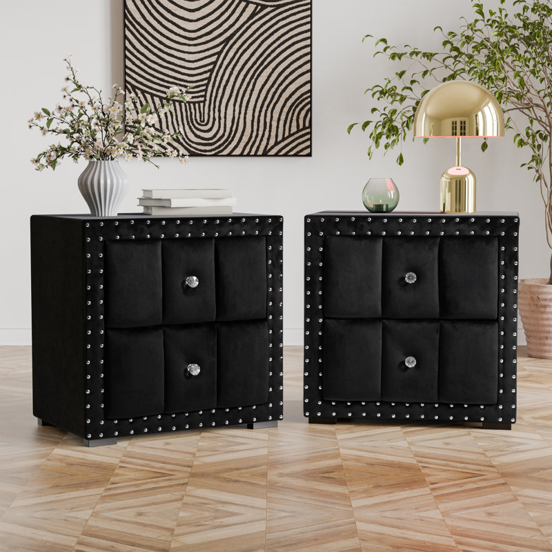 Ozara 2-Drawer Nightstands (Set Of 2), Black