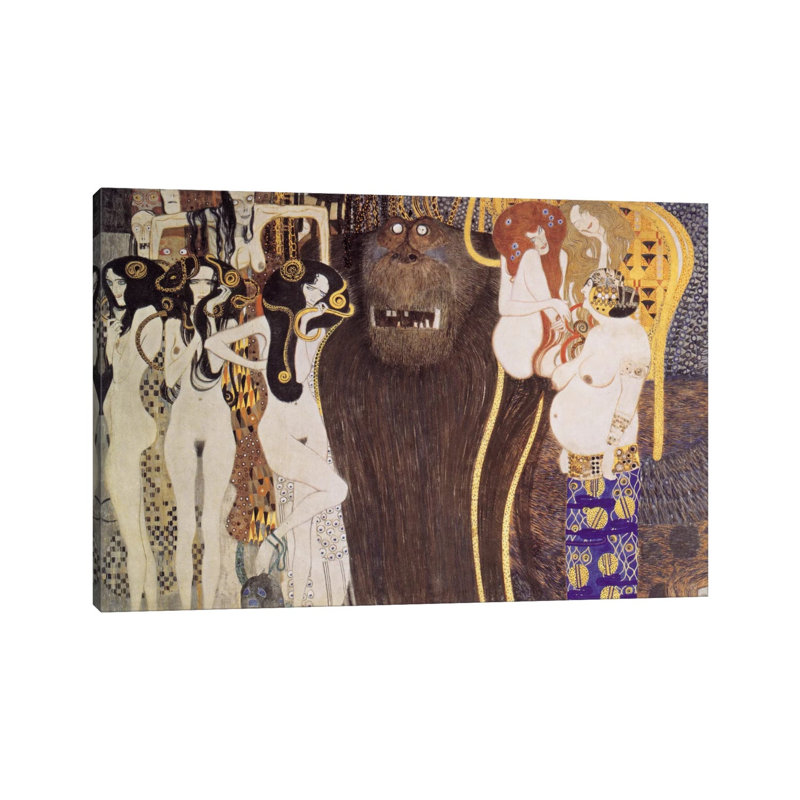 Die Feindlichen Gewalten (The Hostile Forces) by Gustav Klimt - Wrapped Canvas Print, 101.6 cm H x 66.04 cm W x 1.91 cm D