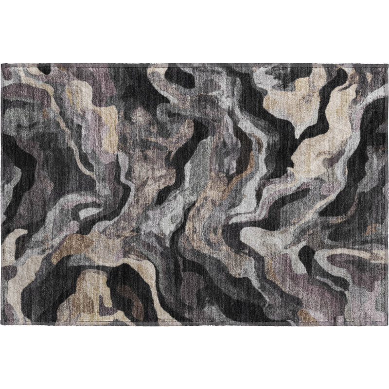 Tapis moderne lavable à la machine de qualité supérieure Mayfield AMF2162, Granite, Rectangle 1 pi 8 po x 2 pi 6 po