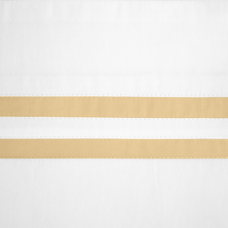 Ribbons Standard Cotton Duvet Cover, White/Gold, California King Duvet Cover