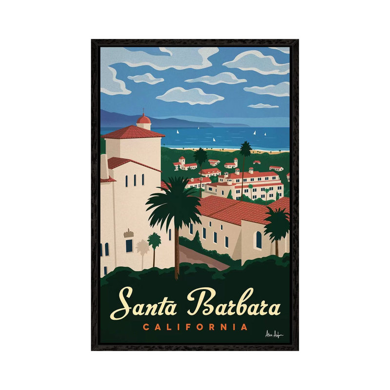 Santa Barbera - Painting on Canvas, Black Framed, 152.4cm H x 101.6cm W x 3.81cm D