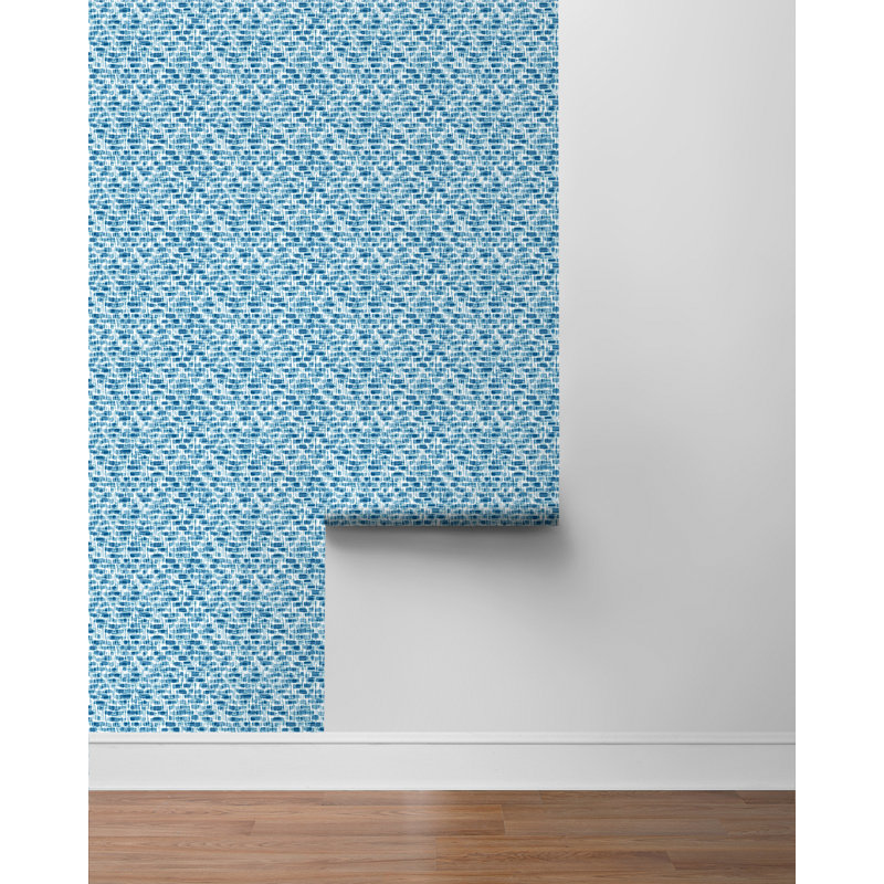 Tommy Bahama Wading Pool Tile 18' L x 20.5" W Peel and Stick Wallpaper Roll, Blue