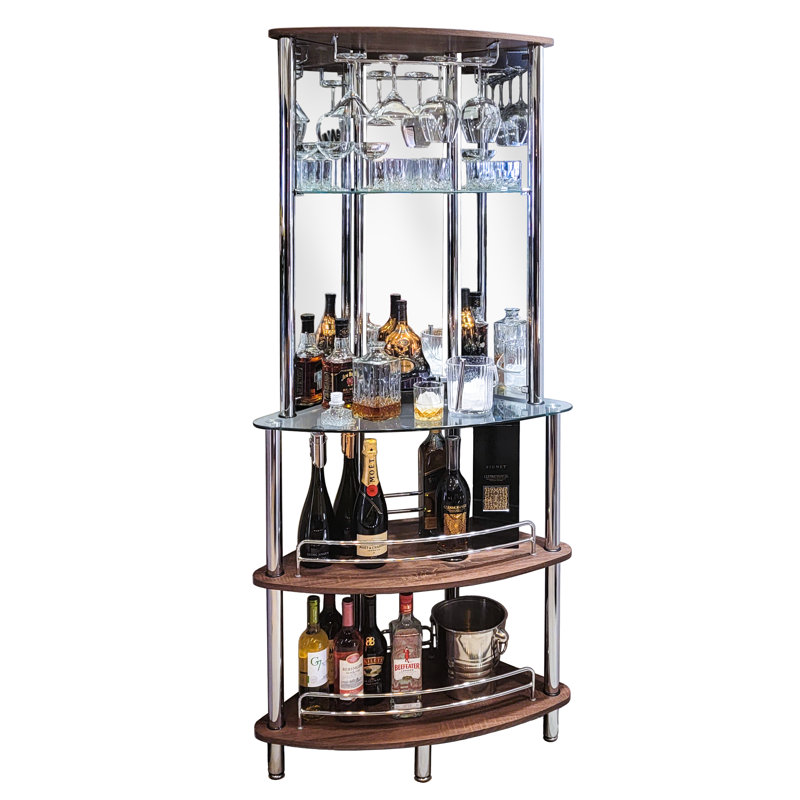 31.5'' Home Bar, Brown/Chrome