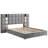 Velvet Queen Upholstered Bed with Built-in Reading Lamp & USB Port, Wide Headboard, Grey