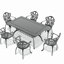 Ensemble de 7 pièces de mobilier de patio en aluminium coulé avec cadre noir et coussins de siège blanc cassé (identique à: W1710S00084)
