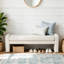 Banc de bout de lit en bois massif de 140 cm avec coussin, blanc