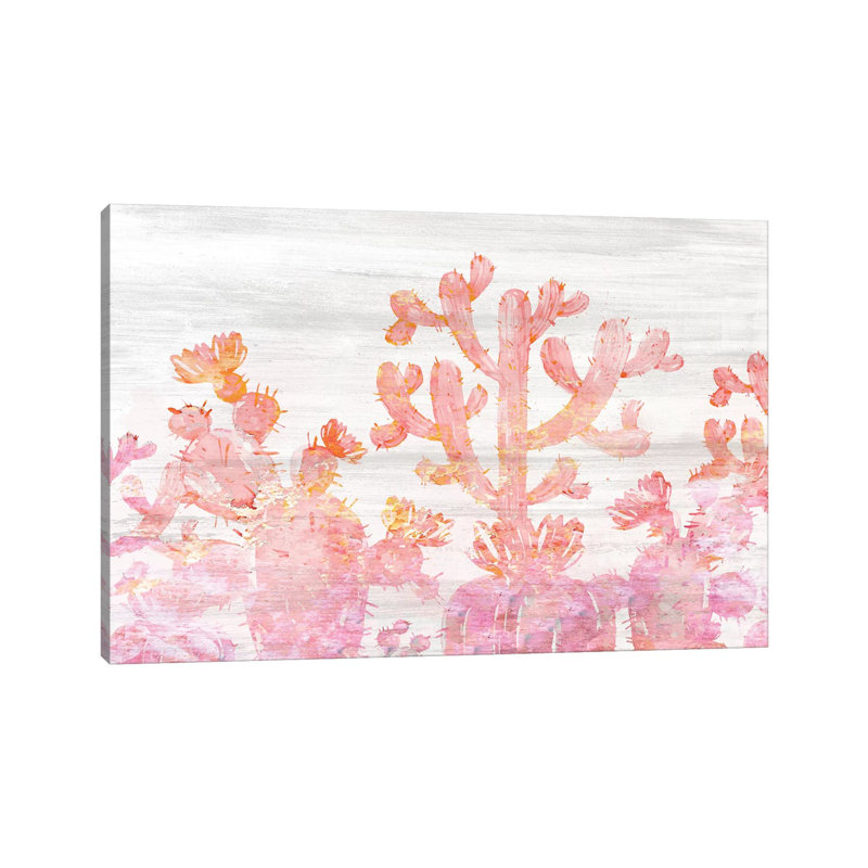Pink Cactus by Kimberly Allen - Painting on Canvas, 30.48cm H x 45.72cm W x 1.91cm D, Wrapped Canvas