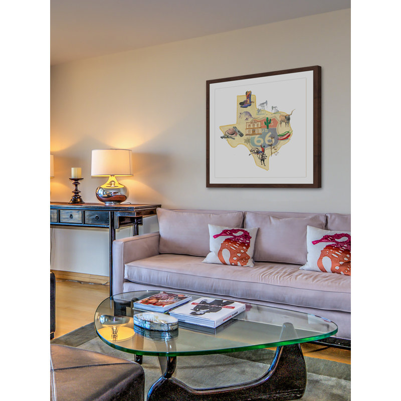 Large Framed Texas State Map Print on Canvas