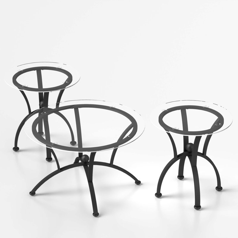 Ensemble de 3 tables basses en verre trempé