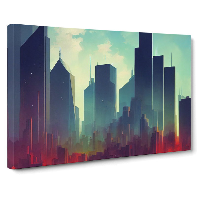 Exotic Skyscraper Skyline - Wrapped Canvas Print, 35cm H x 50cm W x 3cm D