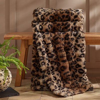 Animal Print Faux Fur 130x170cm Blanket Throw