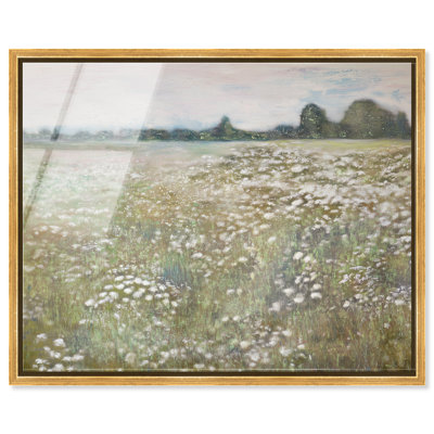 Misty Meadow II Framed Acrylic Print Coastal Wall Decor by Art Remedy, Gold Frame, 30 x 24