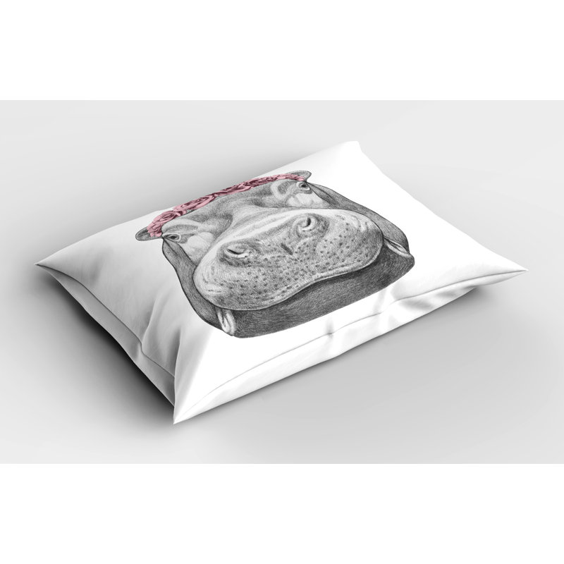 Ensemble de 2 taies décoratives hippopotames Ambesonne, H 20 po x l 26 po