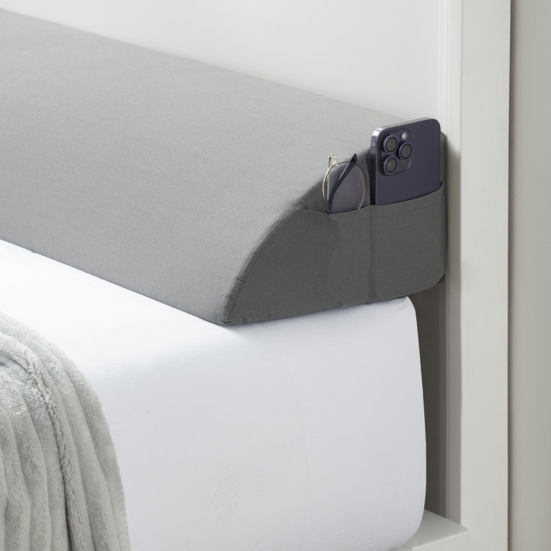 Garnich Reading Bed Rest Gap Wedge Headboard Pillow with Pockets, Twin Pillow: 6" x 39" 