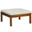 Ensemble de patio 3 pièces avec fauteuil, repose-pieds, table basse, bois d'acacia, blanc