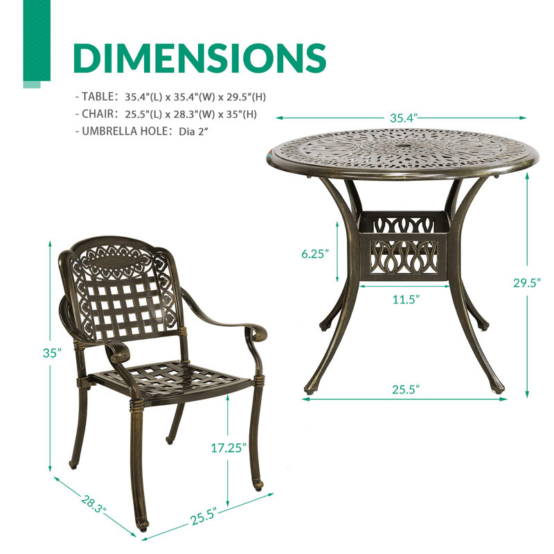 Anieta 2 - Person Patio Dining Set with Round Table