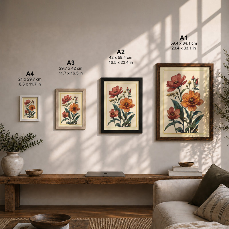Carnation Bloom Study Botanical - Framed Print, A4 - 29.7 x 21.0 cm, Unframed