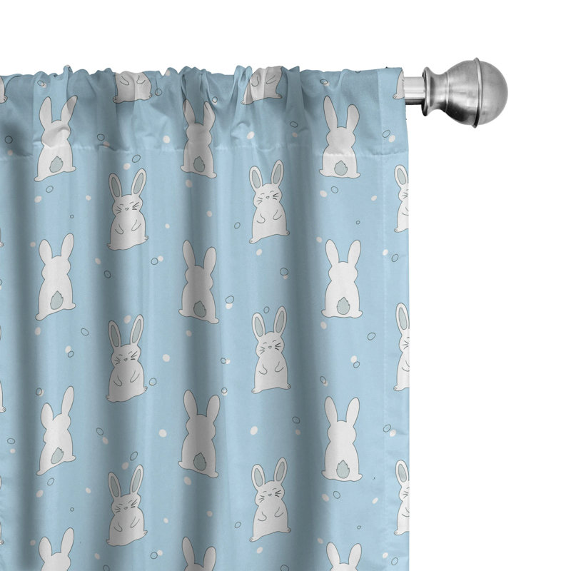 Easter Bunny Semi-Sheer Rod Pocket Curtain Panels, 28" x 95"