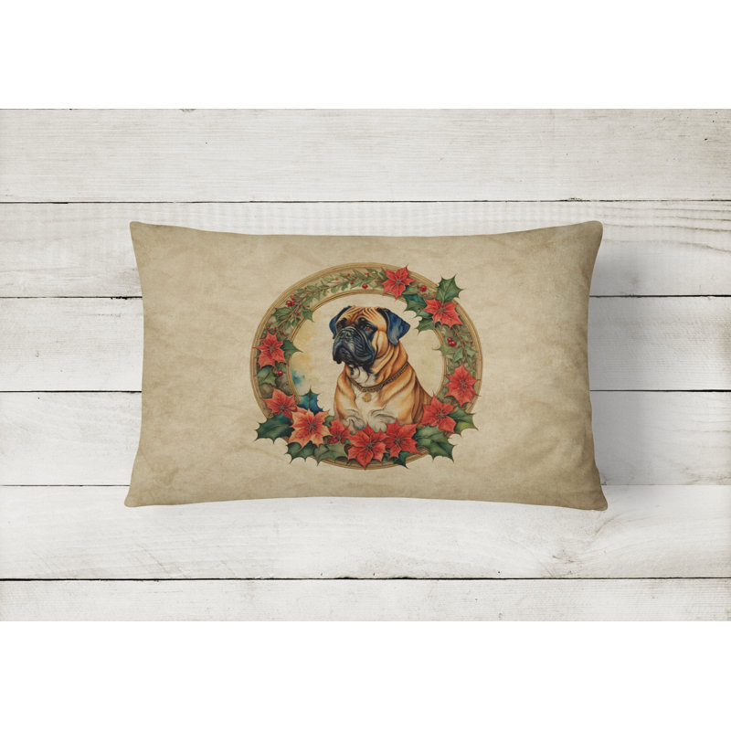 Coussin Christmas, 12 po x 16 po, Rectangulaire, Bullmastiff