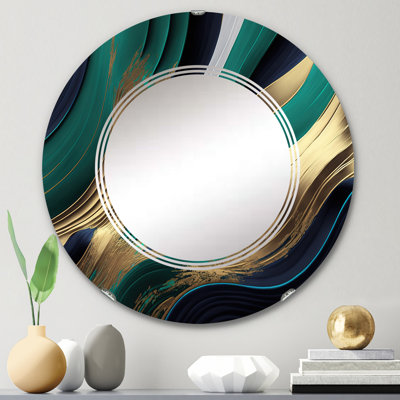 Agate verte et dorée I - miroir mural abstrait