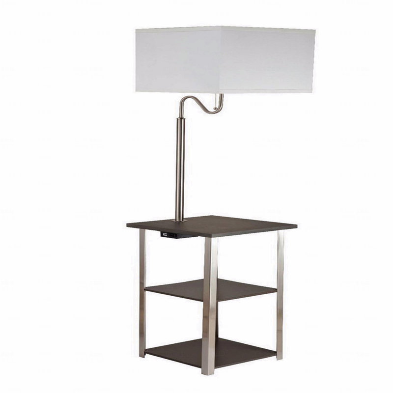 Table d'appoint carrée, lampe sur pied 58 "haut" Dru "avec charge et port USB