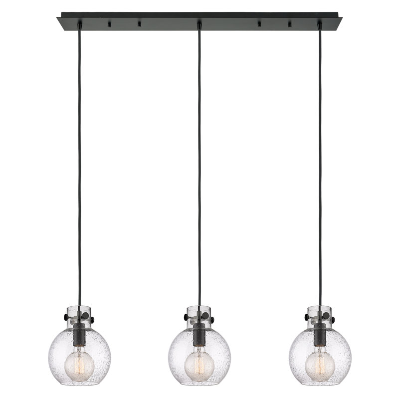 Luminaire suspendu sphère 3 lumières Amrith, Bullé, Noir mat