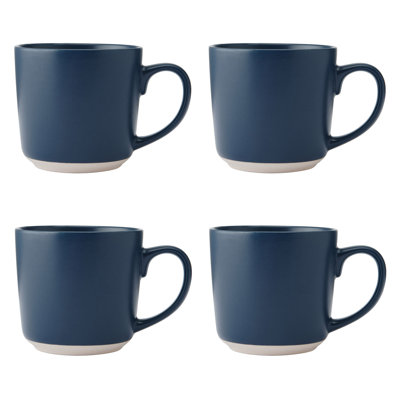 La Cafetière Ceramic Mugs, Set of 4 Durable Ceramic Coffee Cups with Unglazed Base, 350ml