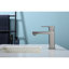 Robinet de salle de bain gris 1,5 / GPM, fabrication en zinc, poignée à fixation sur le comptoir, aspect moderne-129471744