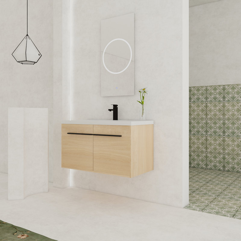 Ensemble de meuble-lavabo en chêne 36 po avec lavabo de comptoir en résine et armoire 2 portes Oak | Idée de cadeau