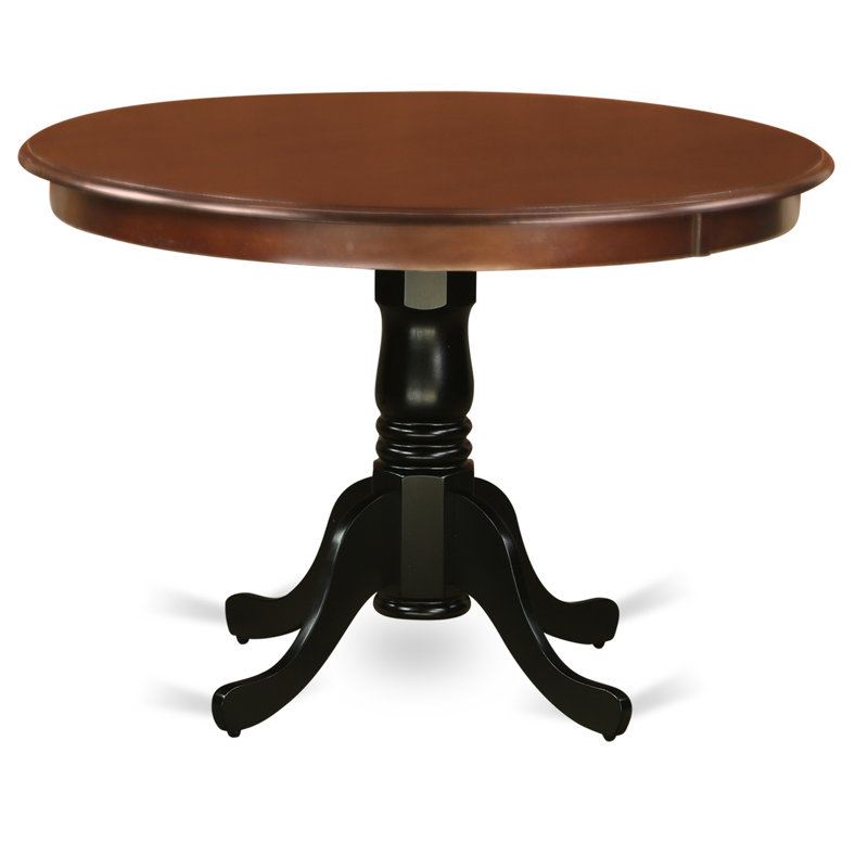 Hartland Dining Room Table - a Round Kitchen Table Top with Pedestal Base, Mahogany & Black, Black, Mahogany