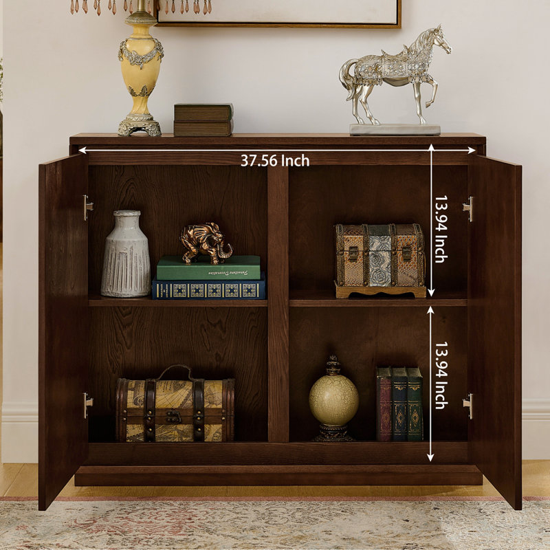 Buffet Mid-Century moderne avec rangement, Noyer foncé