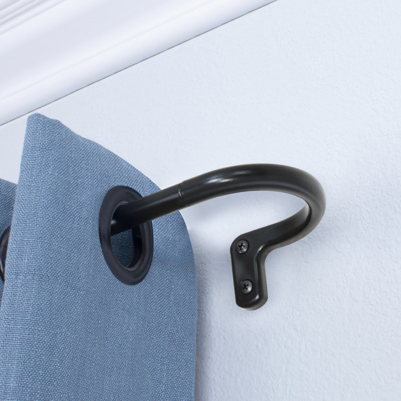 Tringle à rideaux simple réglable en métal Justi, H 2,5 po x l 48 po x P 3,5 po, Noir pétrole