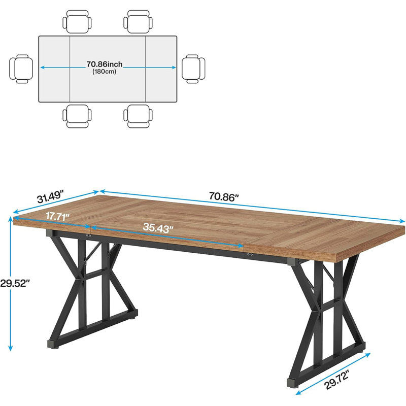 Table de salle à manger polyvalente (sans la chaise), Noyer, Noir