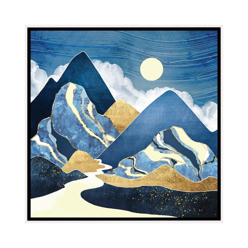 Moon River - impression d'art graphique, Aucun mat, H 26 po x l 26 po x P 1,5 po, Toile blanche encadrée