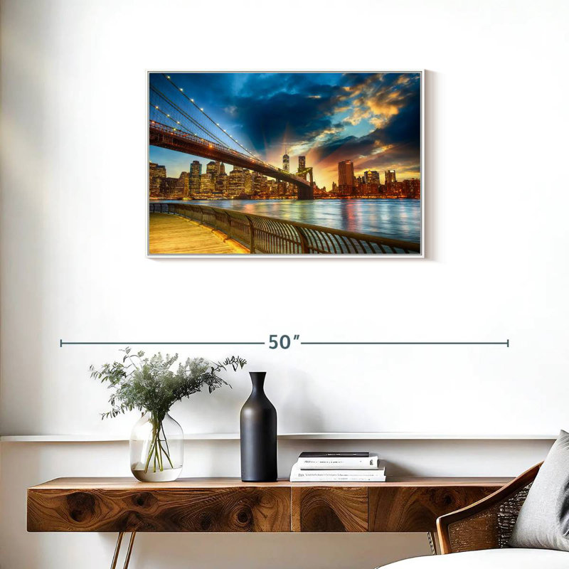 Spectaculaire coucher de soleil à Manhattan, Cadre flottant blanc, 31 po x 21 po