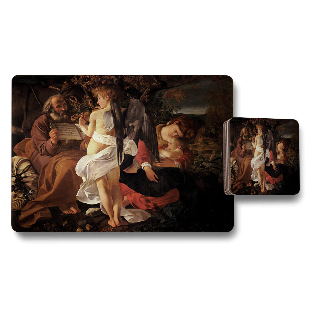Placemat And Coaster Set With Classical Painting Artwork