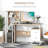 Computer Desk with Drawers and Bookshelf