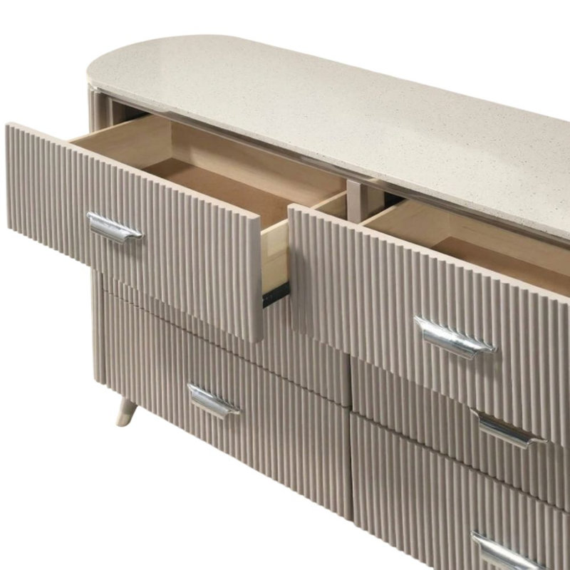 Harvin Light Gray 6-Drawer 62.5 in. Wide Dresser