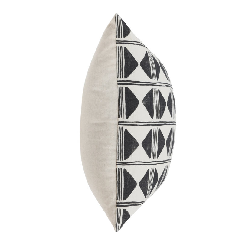 Nubia Rustic Geometric Linen Blend Round Throw Pillow