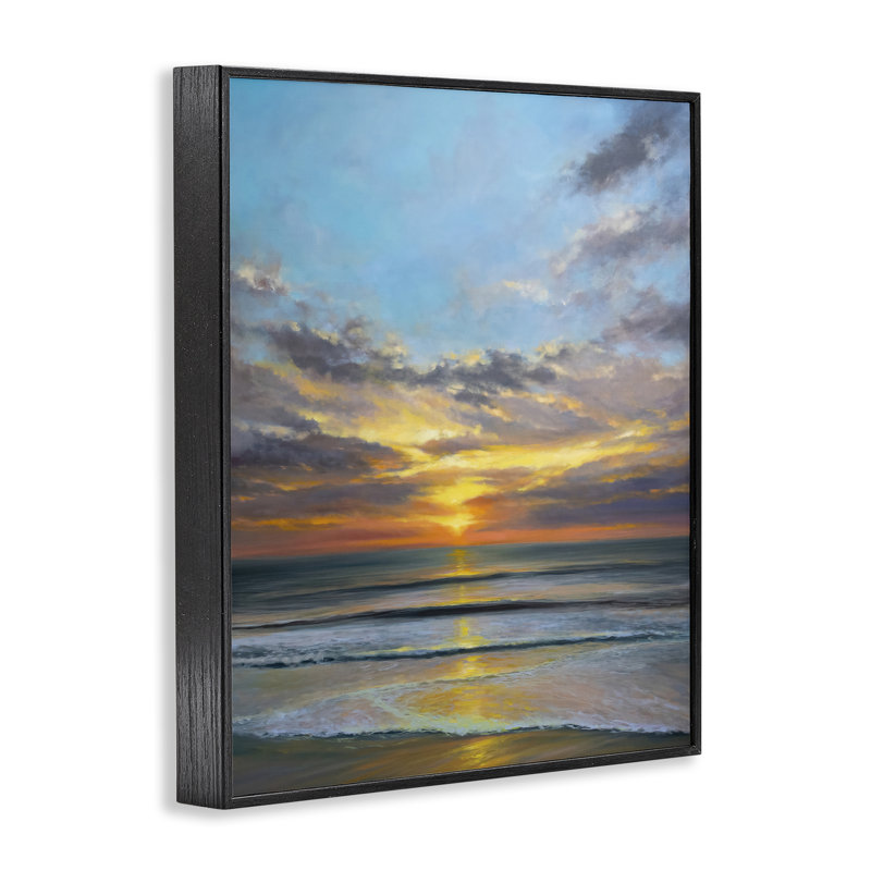 Giclée encadrée par le lever du soleil équilibré, design par Joanne Parent, H 14 po x l 11 po, Giclée encadrée noir minuit