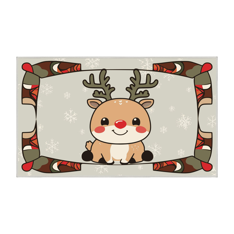 Tapis de vacances d'hiver de Noël lavable The Holiday Aisle®, Rectangulaire 2 pi x 3 pi