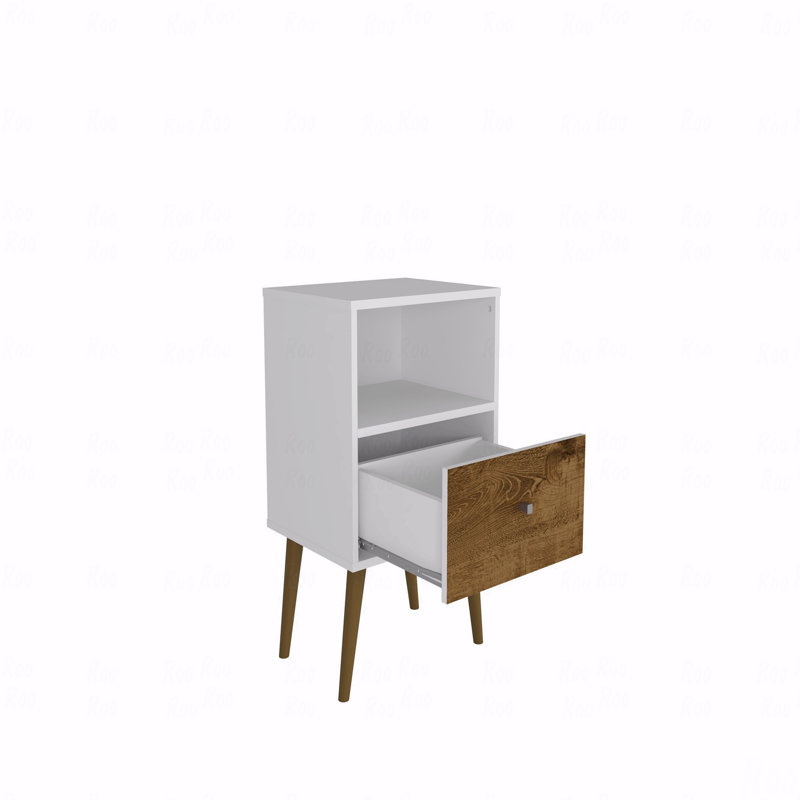 Table de chevet, Blanc / Brun