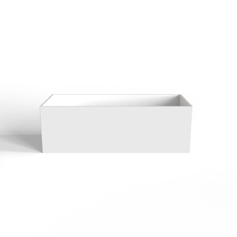 66.9" Freestanding Solid Surface Rectangular Soaking Bathtub For Bathroom
