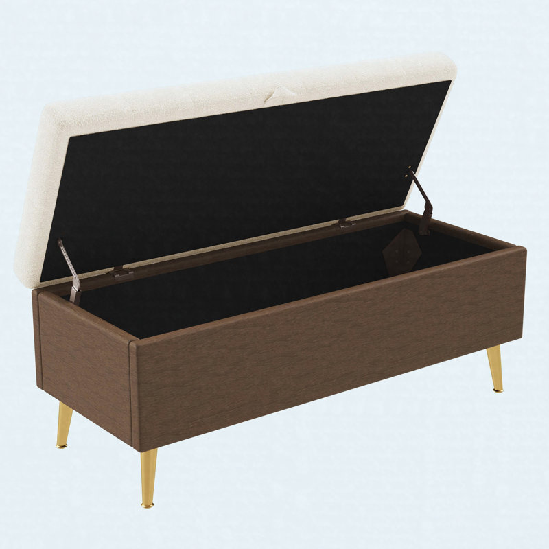Banc de rangement capitonné capitonné pour la chambre et le vestibule, beige, Beige