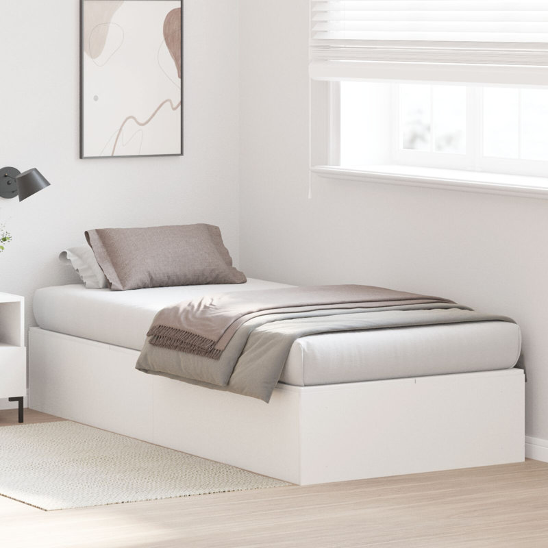 Storage Bed Frame, White, 90 x 190 cm